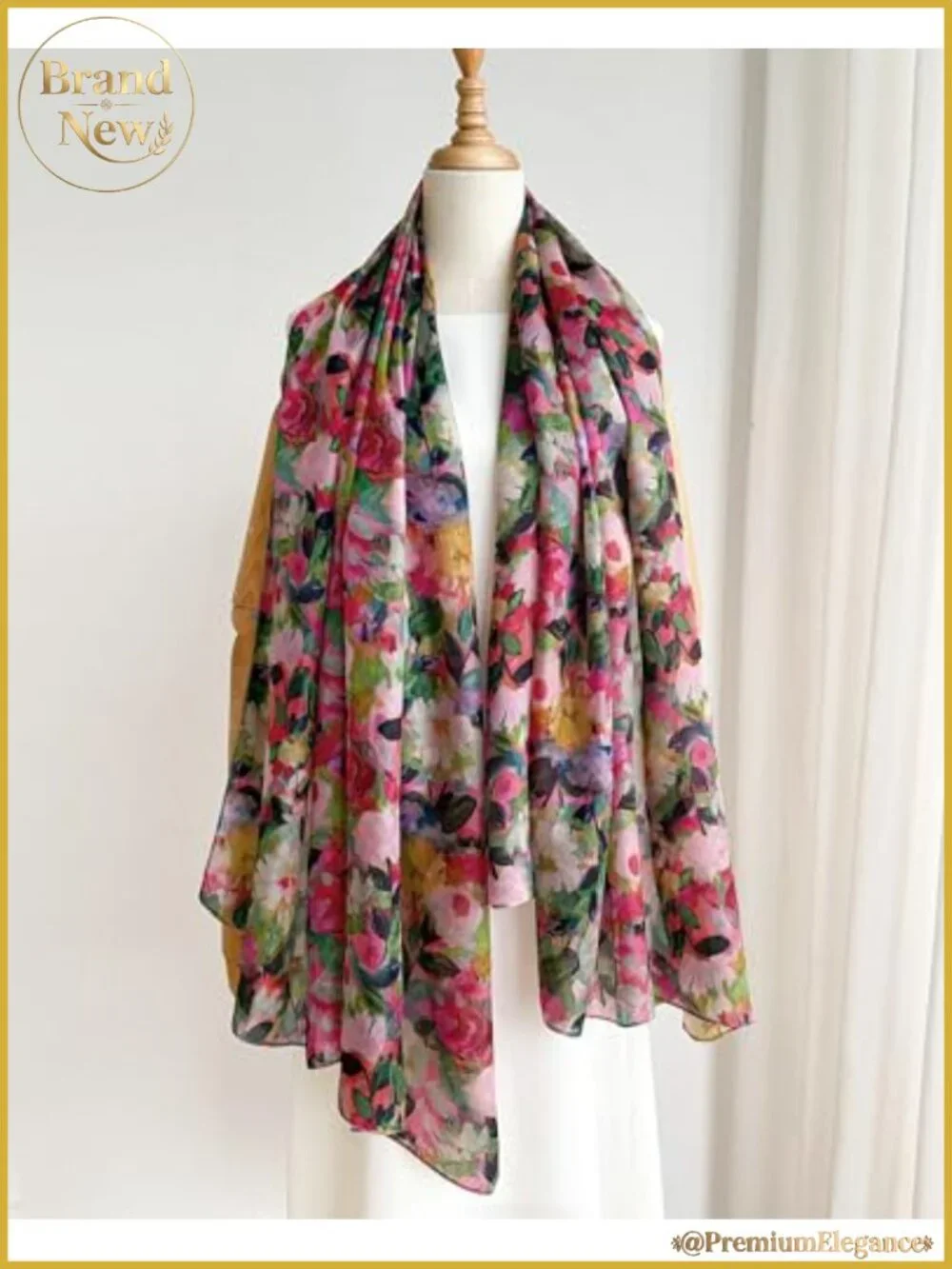100% Mulberry Silk Scarf for Women Large Floral Shawl Wrap